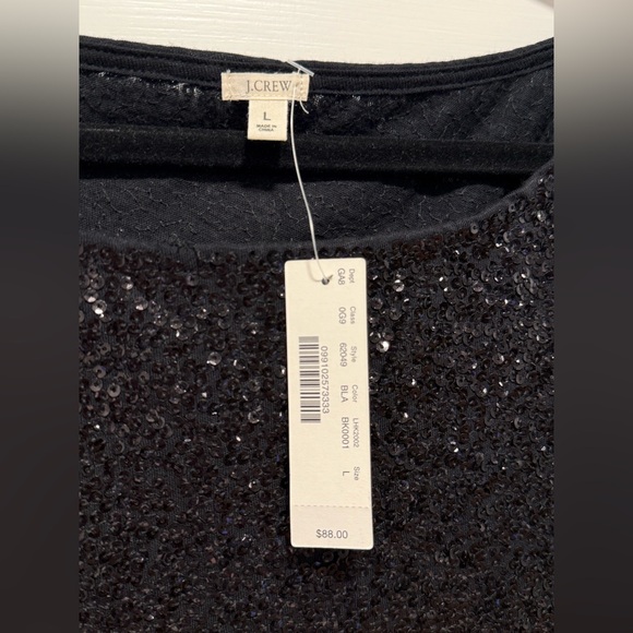 J. Crew Black Sequin Long Sleeve Top - Large - NWT - Picture 2 of 5